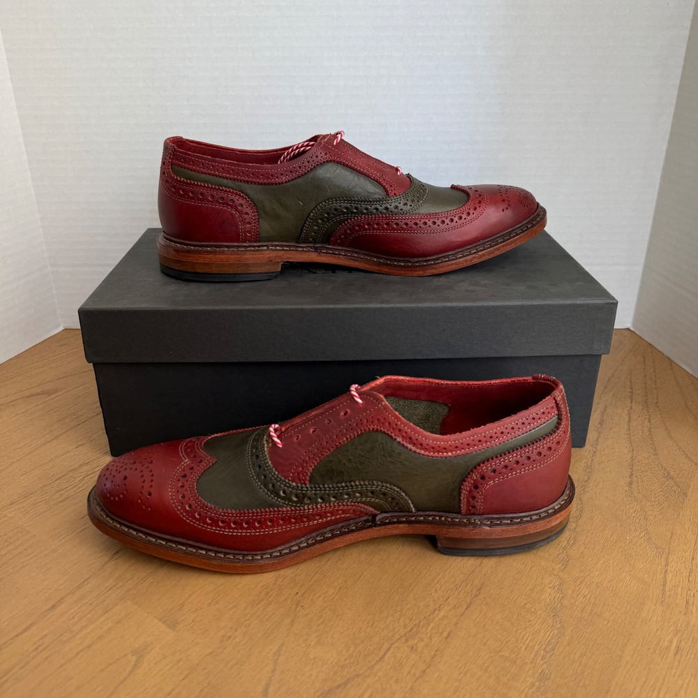 Allen Edmonds Jingle Bell Wingtip Oxford Mens 9.5D Green Red Leather Brogue 4625